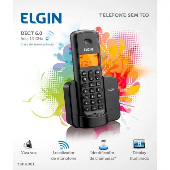 Telefone Sem Fio Com Viva Voz  E Identificador De Chamadas Tsf8001 Elgin